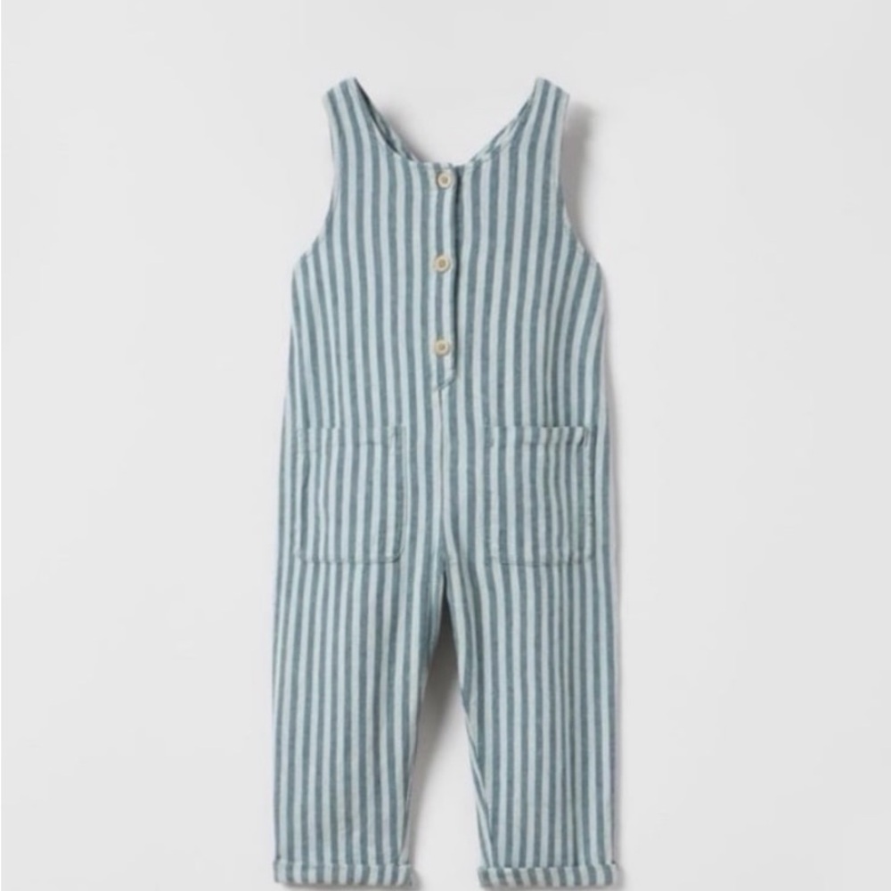 Zara Striped Blue Kids Overalls